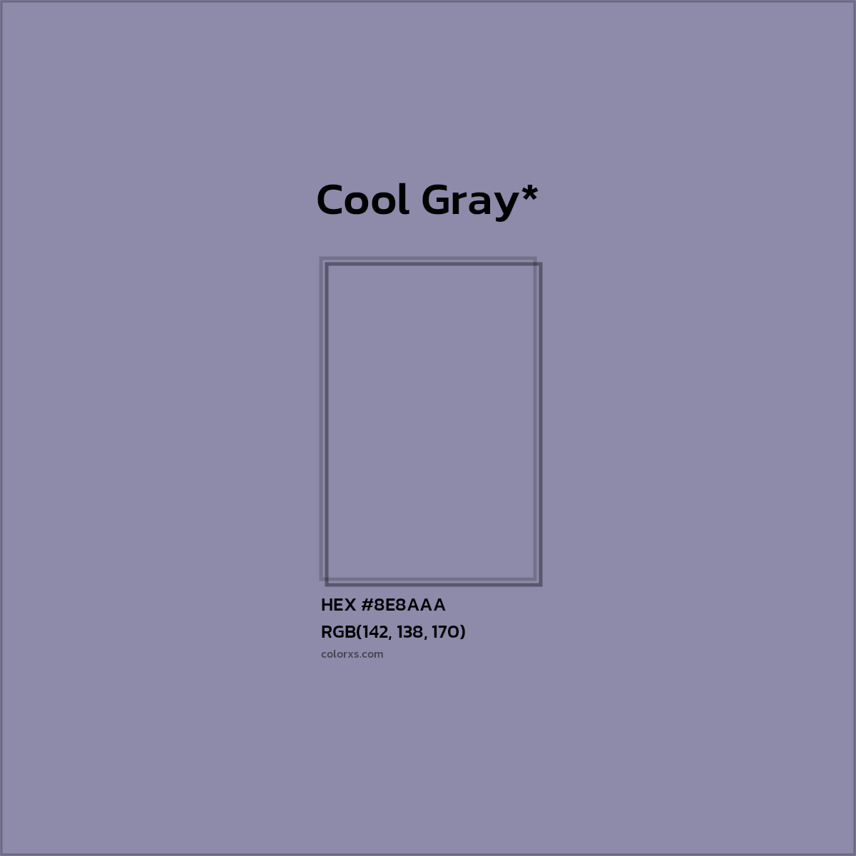 #8E8AAA hex color. RGB, RYB, CMYK, HSL, HSV codes and color conversions. Matching color names, palettes, paints.