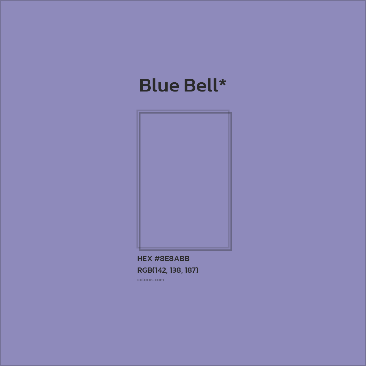 #8E8ABB hex color. RGB, RYB, CMYK, HSL, HSV codes and color conversions. Matching color names, palettes, paints.