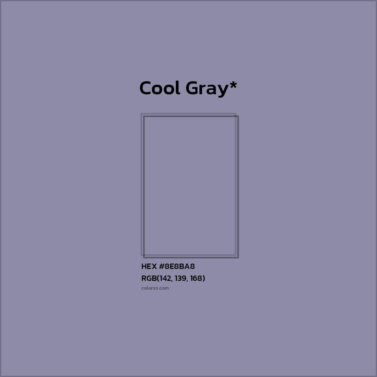 #8E8BA8 hex color. RGB, RYB, CMYK, HSL, HSV codes and color conversions. Matching color names, palettes, paints.