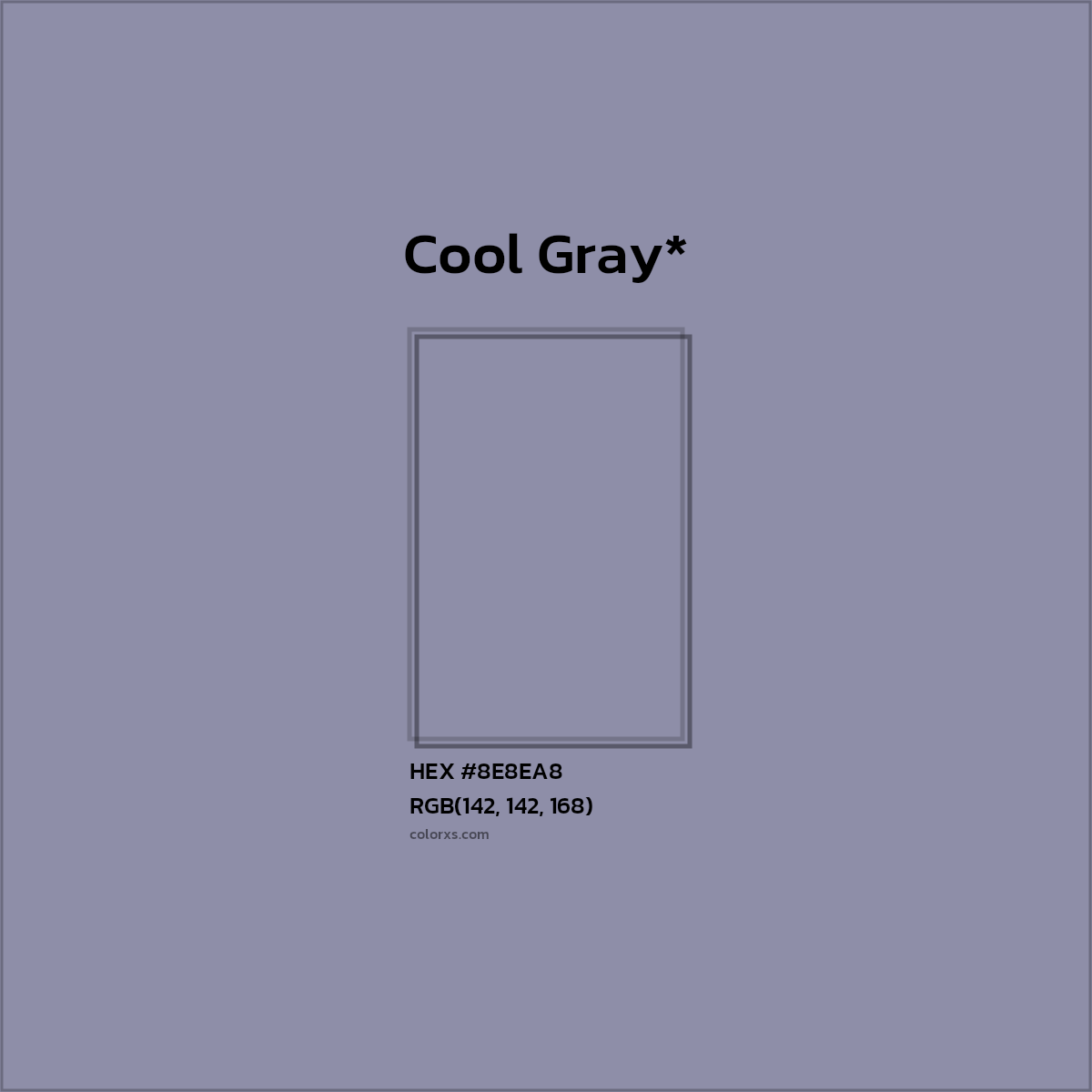 #8E8EA8 hex color. RGB, RYB, CMYK, HSL, HSV codes and color conversions. Matching color names, palettes, paints.