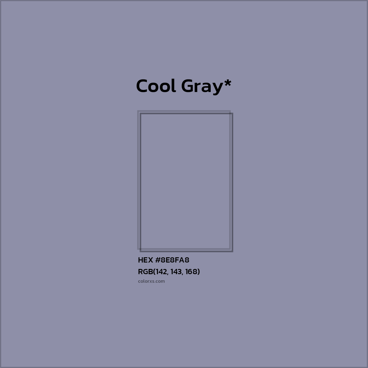 #8E8FA8 hex color. RGB, RYB, CMYK, HSL, HSV codes and color conversions. Matching color names, palettes, paints.