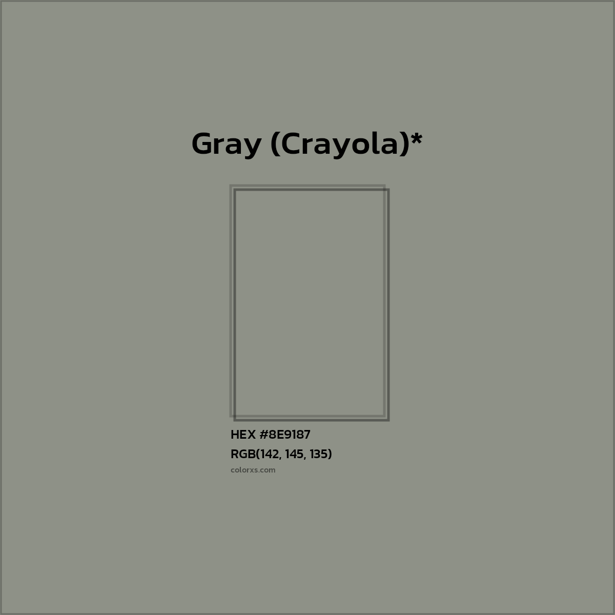 #8E9187 hex color. RGB, RYB, CMYK, HSL, HSV codes and color conversions. Matching color names, palettes, paints.