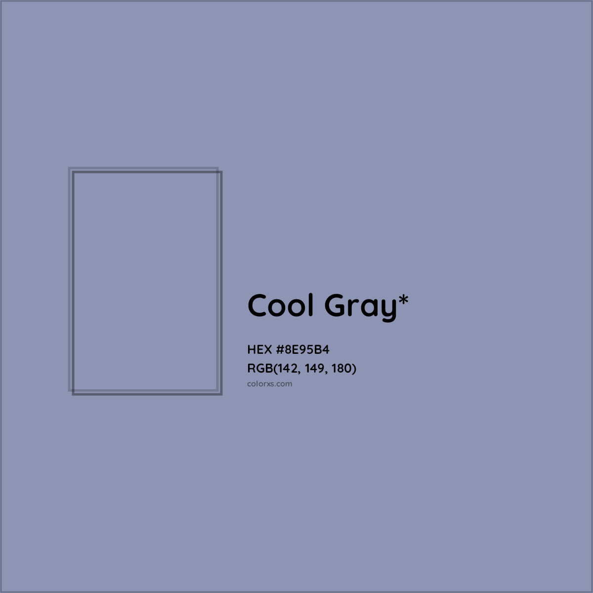 #8E95B4 hex color. RGB, RYB, CMYK, HSL, HSV codes and color conversions. Matching color names, palettes, paints.