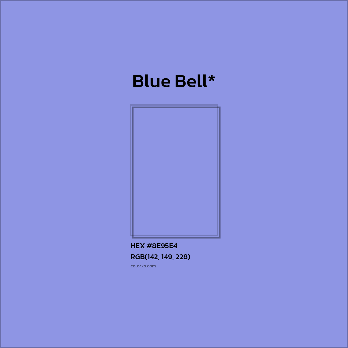#8E95E4 hex color. RGB, RYB, CMYK, HSL, HSV codes and color conversions. Matching color names, palettes, paints.