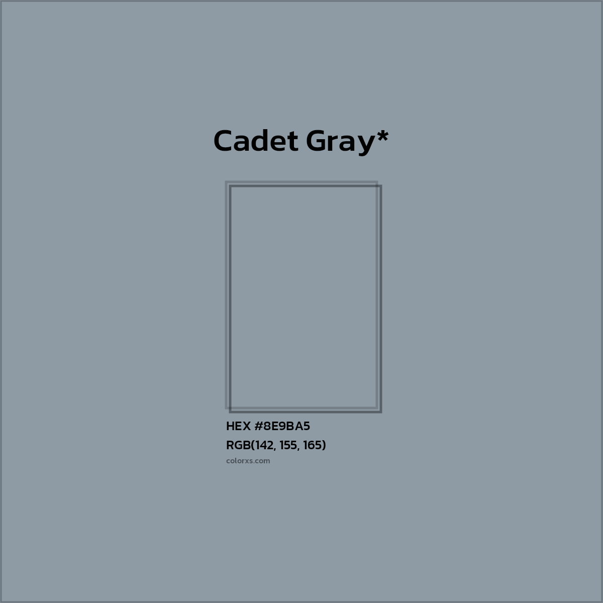 #8E9BA5 hex color. RGB, RYB, CMYK, HSL, HSV codes and color conversions. Matching color names, palettes, paints.
