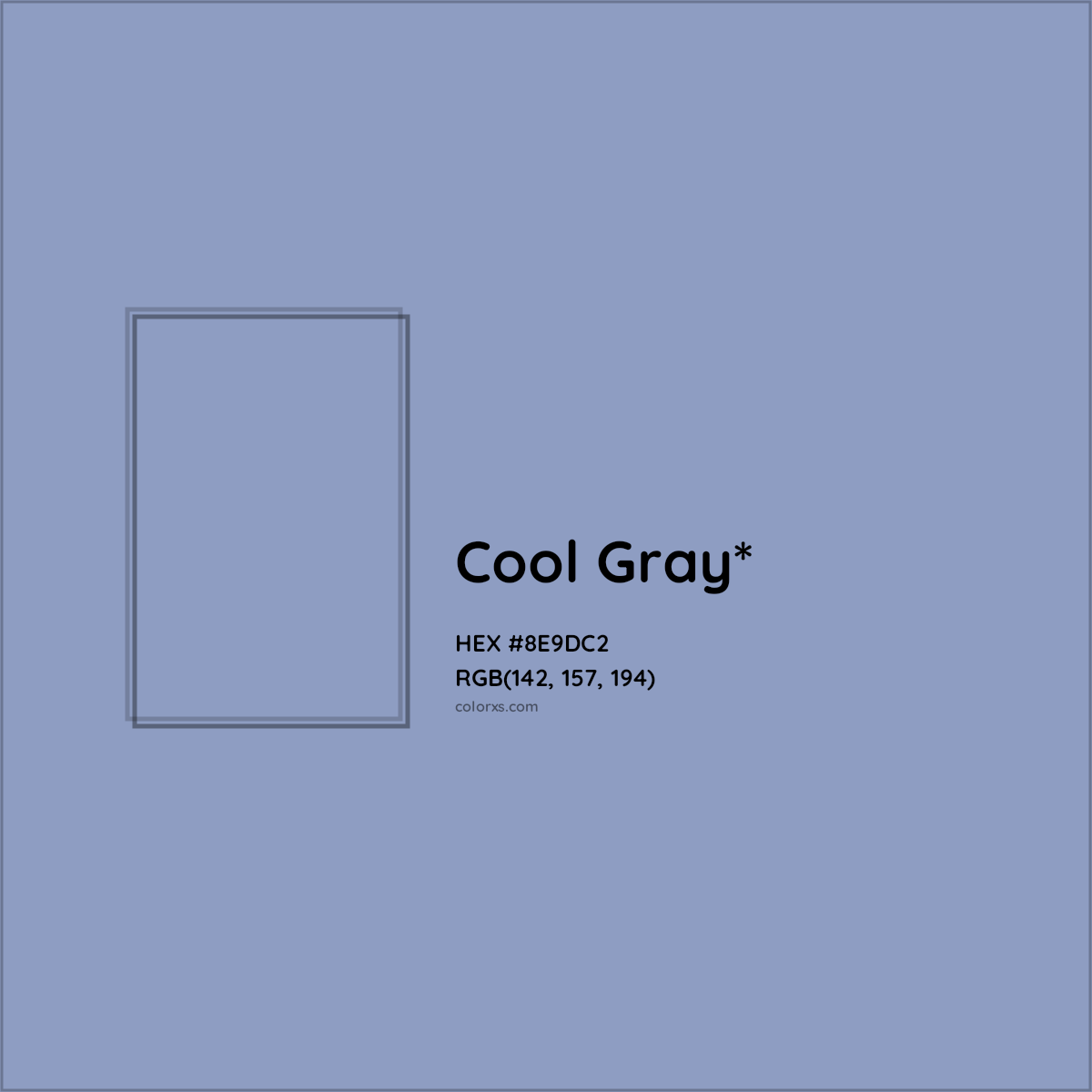 #8E9DC2 hex color. RGB, RYB, CMYK, HSL, HSV codes and color conversions. Matching color names, palettes, paints.