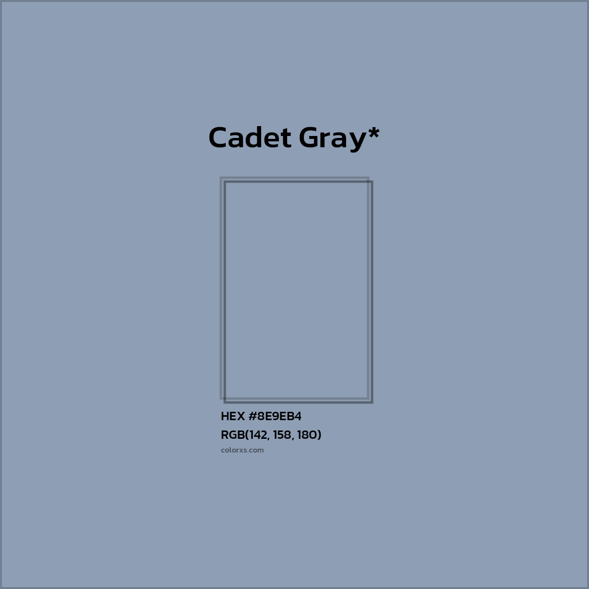 #8E9EB4 hex color. RGB, RYB, CMYK, HSL, HSV codes and color conversions. Matching color names, palettes, paints.