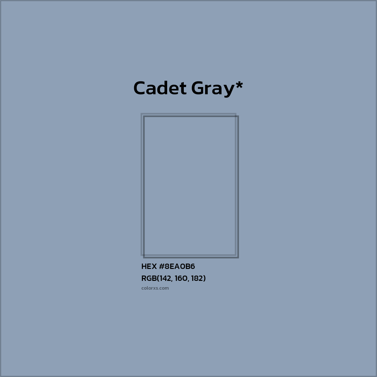 #8EA0B6 hex color. RGB, RYB, CMYK, HSL, HSV codes and color conversions. Matching color names, palettes, paints.