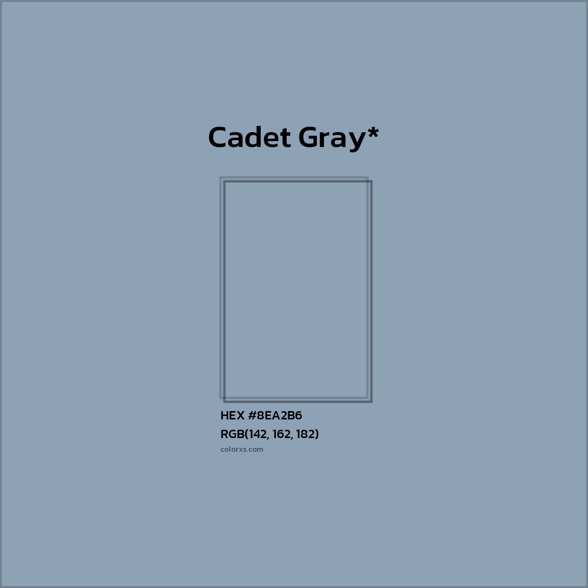 #8EA2B6 hex color. RGB, RYB, CMYK, HSL, HSV codes and color conversions. Matching color names, palettes, paints.