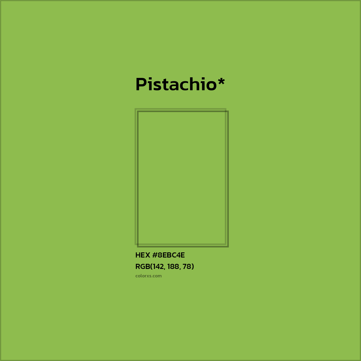 #8EBC4E hex color. RGB, RYB, CMYK, HSL, HSV codes and color conversions. Matching color names, palettes, paints.