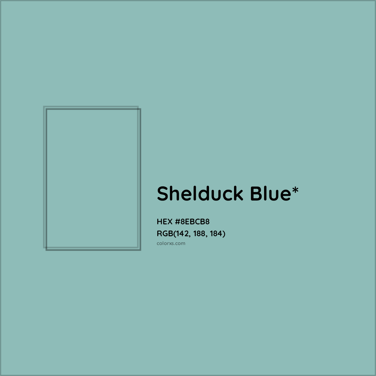 #8EBCB8 hex color. RGB, RYB, CMYK, HSL, HSV codes and color conversions. Matching color names, palettes, paints.