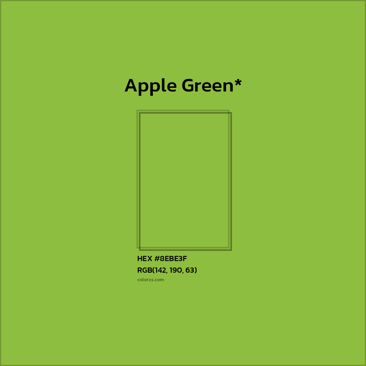 #8EBE3F hex color. RGB, RYB, CMYK, HSL, HSV codes and color conversions. Matching color names, palettes, paints.