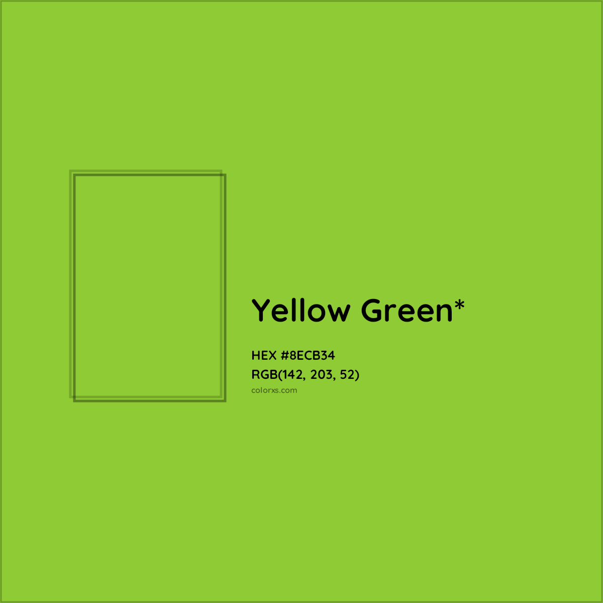 #8ECB34 hex color. RGB, RYB, CMYK, HSL, HSV codes and color conversions. Matching color names, palettes, paints.