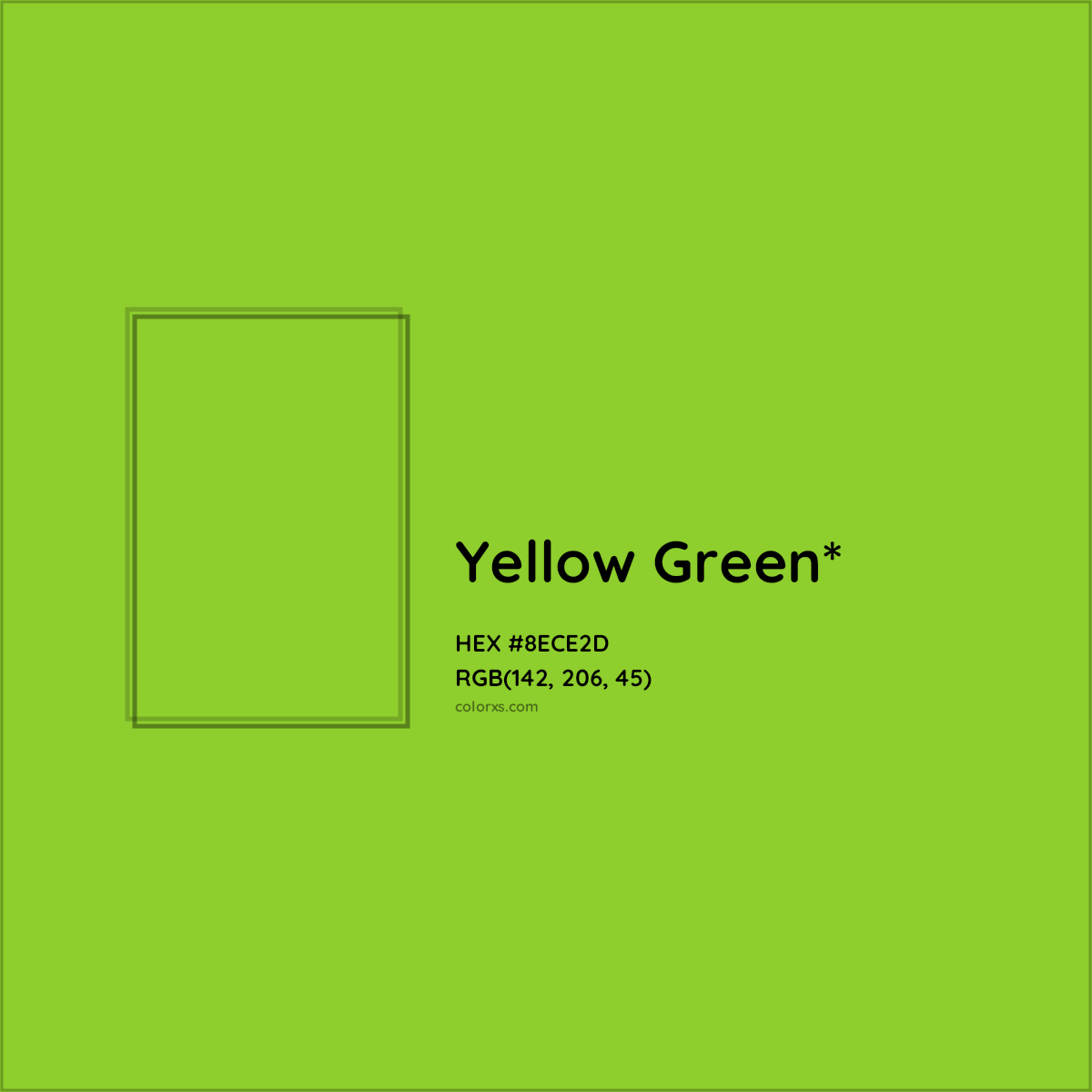 #8ECE2D hex color. RGB, RYB, CMYK, HSL, HSV codes and color conversions. Matching color names, palettes, paints.