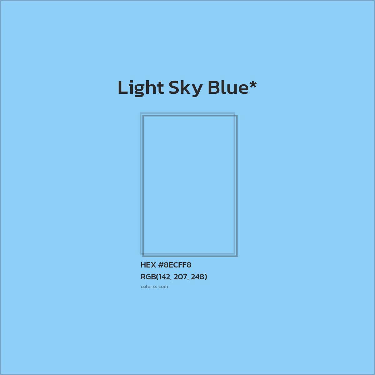 #8ECFF8 hex color. RGB, RYB, CMYK, HSL, HSV codes and color conversions. Matching color names, palettes, paints.
