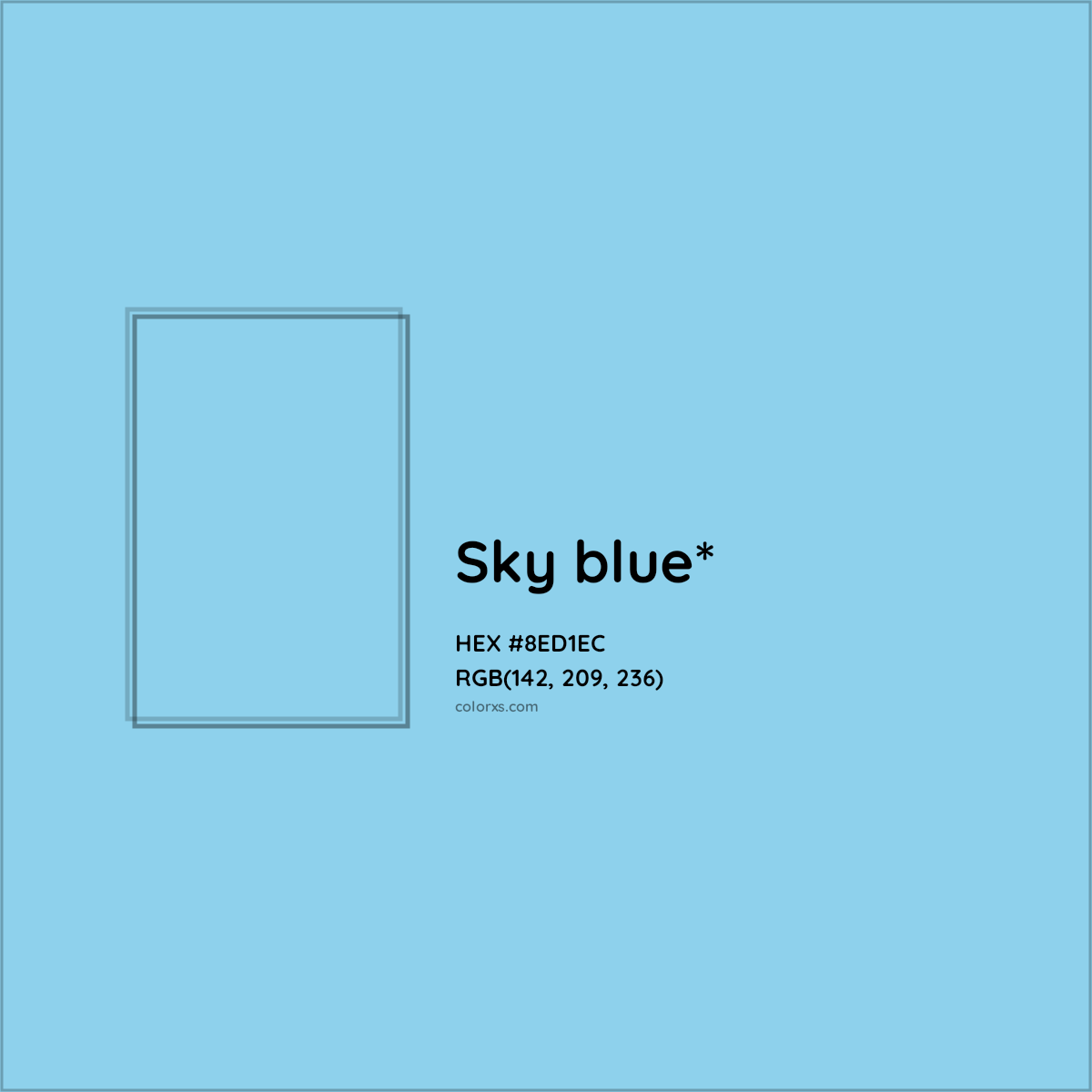 #8ED1EC hex color. RGB, RYB, CMYK, HSL, HSV codes and color conversions. Matching color names, palettes, paints.