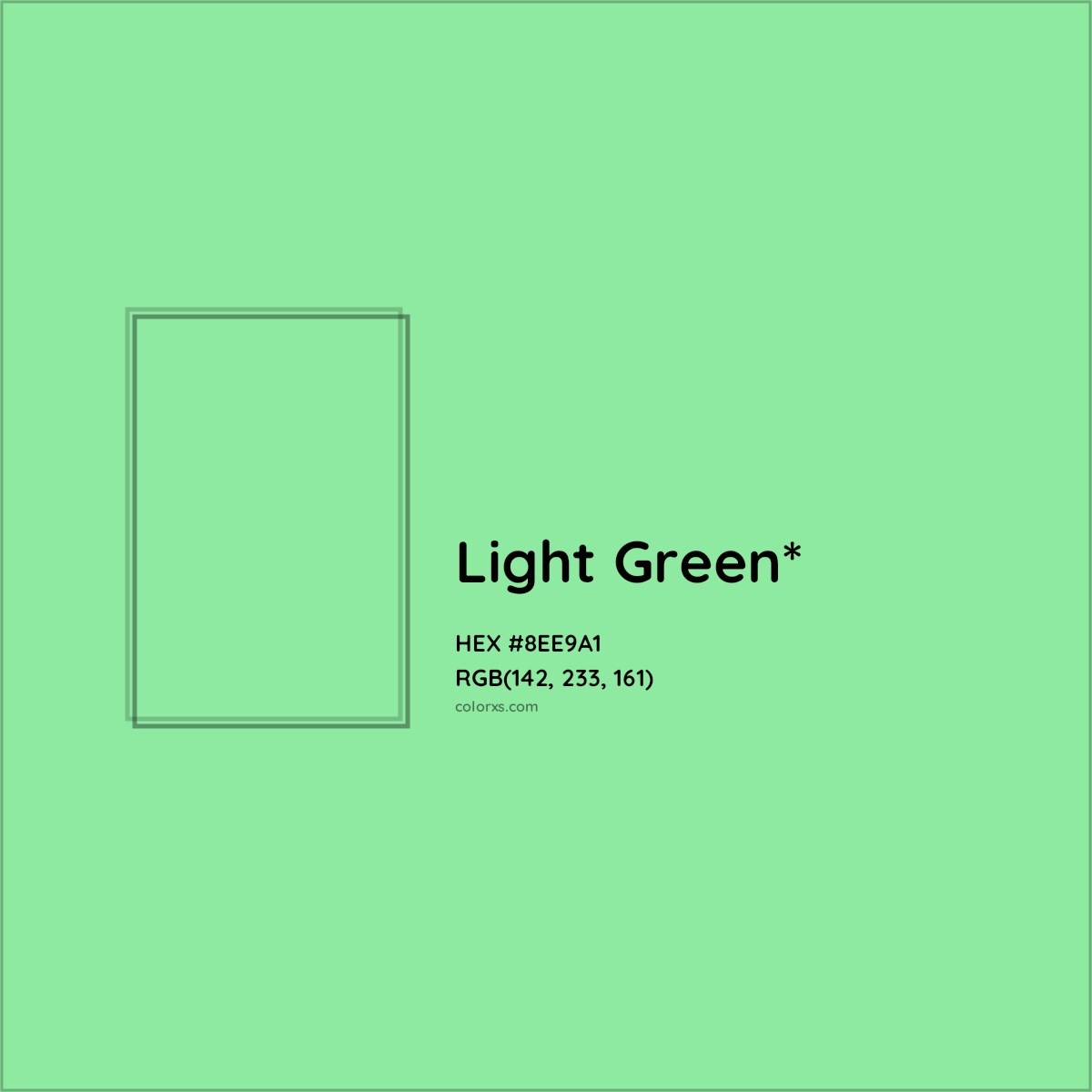 #8EE9A1 hex color. RGB, RYB, CMYK, HSL, HSV codes and color conversions. Matching color names, palettes, paints.
