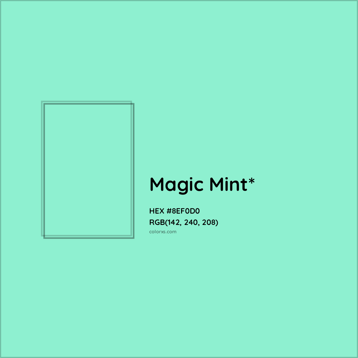 #8EF0D0 hex color. RGB, RYB, CMYK, HSL, HSV codes and color conversions. Matching color names, palettes, paints.