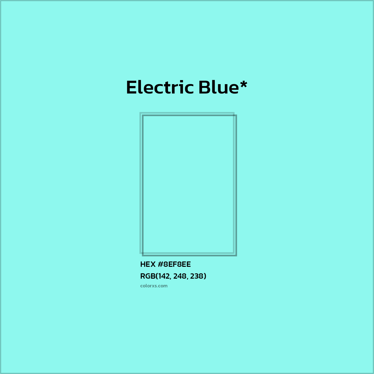 #8EF8EE hex color. RGB, RYB, CMYK, HSL, HSV codes and color conversions. Matching color names, palettes, paints.
