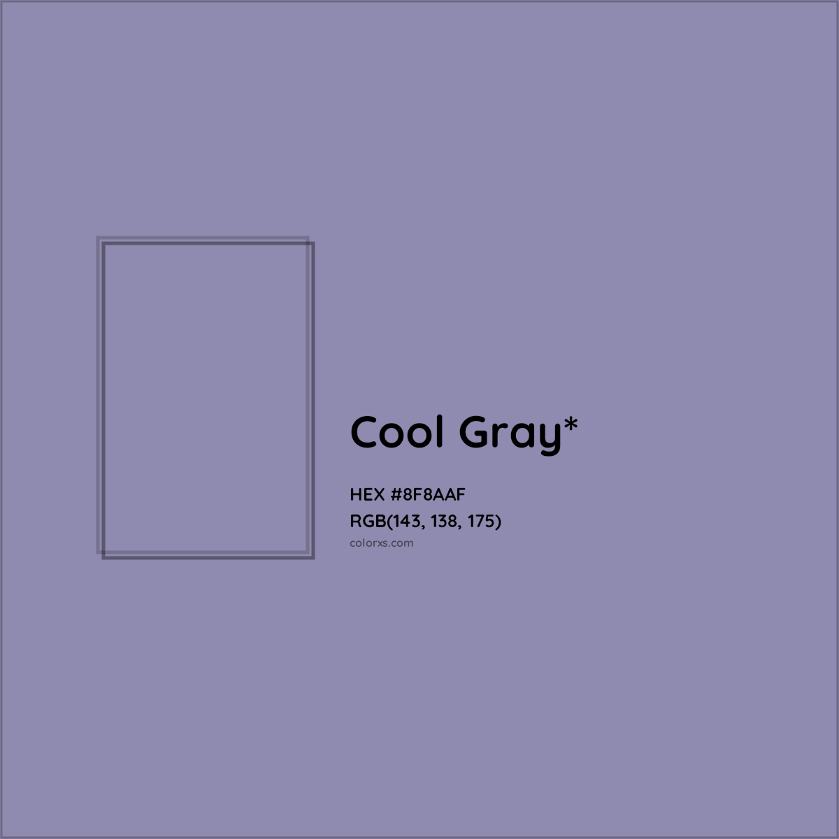 #8F8AAF hex color. RGB, RYB, CMYK, HSL, HSV codes and color conversions. Matching color names, palettes, paints.