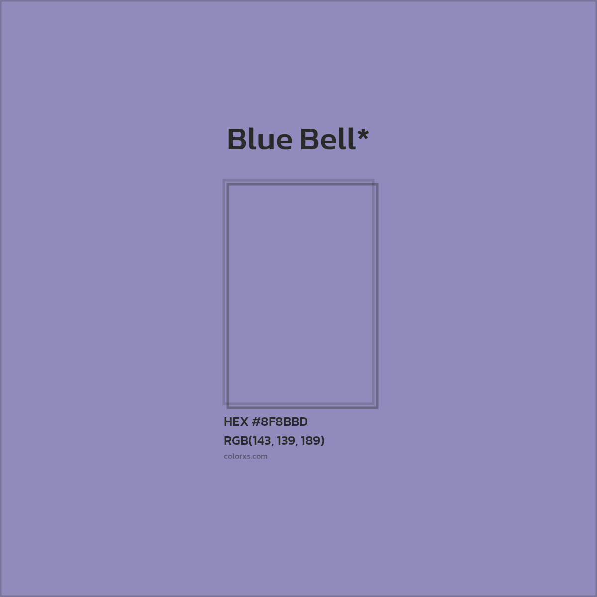 #8F8BBD hex color. RGB, RYB, CMYK, HSL, HSV codes and color conversions. Matching color names, palettes, paints.