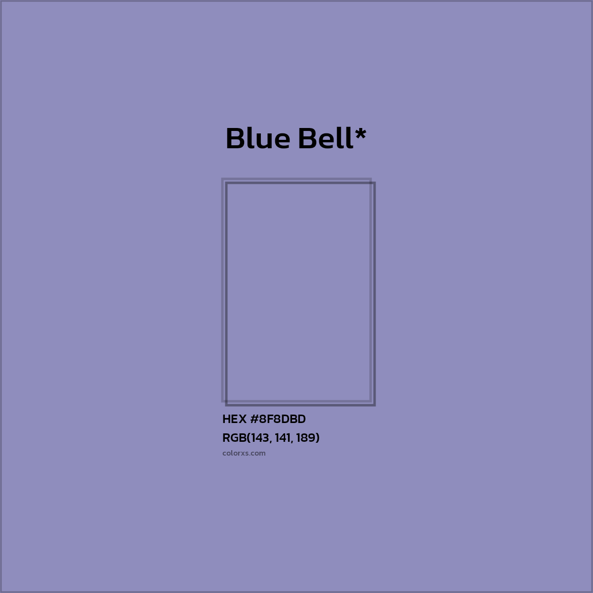 #8F8DBD hex color. RGB, RYB, CMYK, HSL, HSV codes and color conversions. Matching color names, palettes, paints.