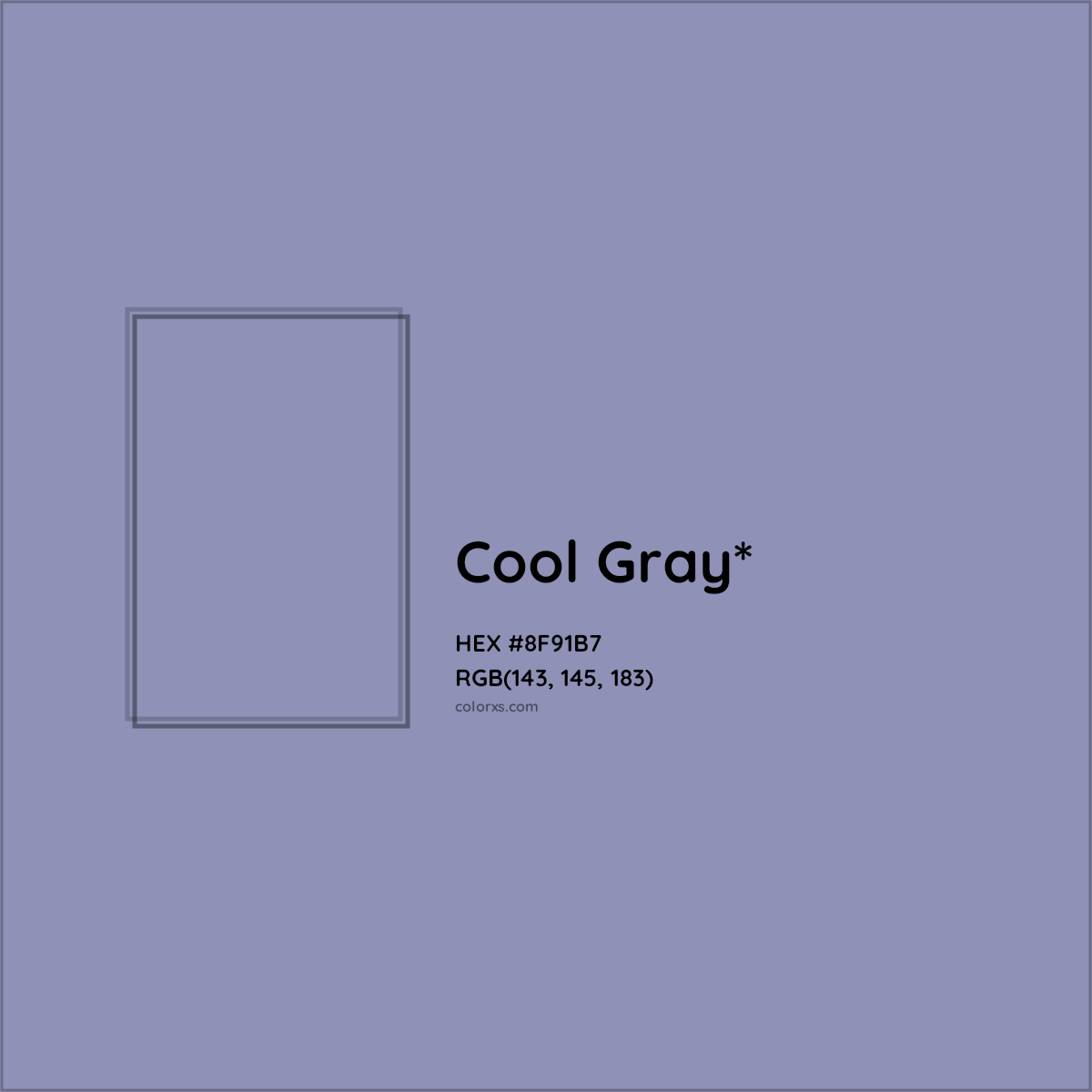 #8F91B7 hex color. RGB, RYB, CMYK, HSL, HSV codes and color conversions. Matching color names, palettes, paints.