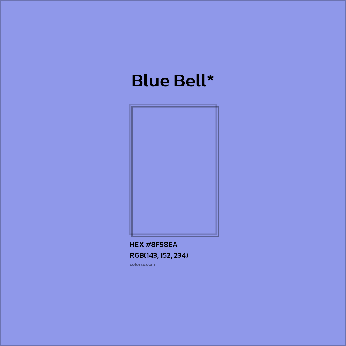 #8F98EA hex color. RGB, RYB, CMYK, HSL, HSV codes and color conversions. Matching color names, palettes, paints.