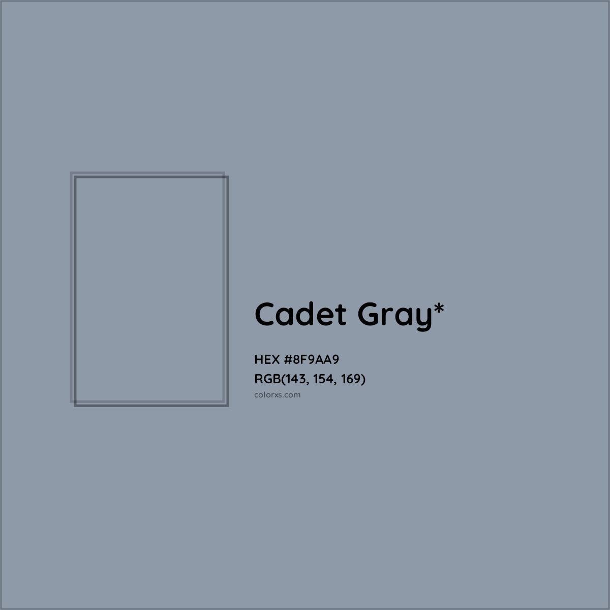 #8F9AA9 hex color. RGB, RYB, CMYK, HSL, HSV codes and color conversions. Matching color names, palettes, paints.