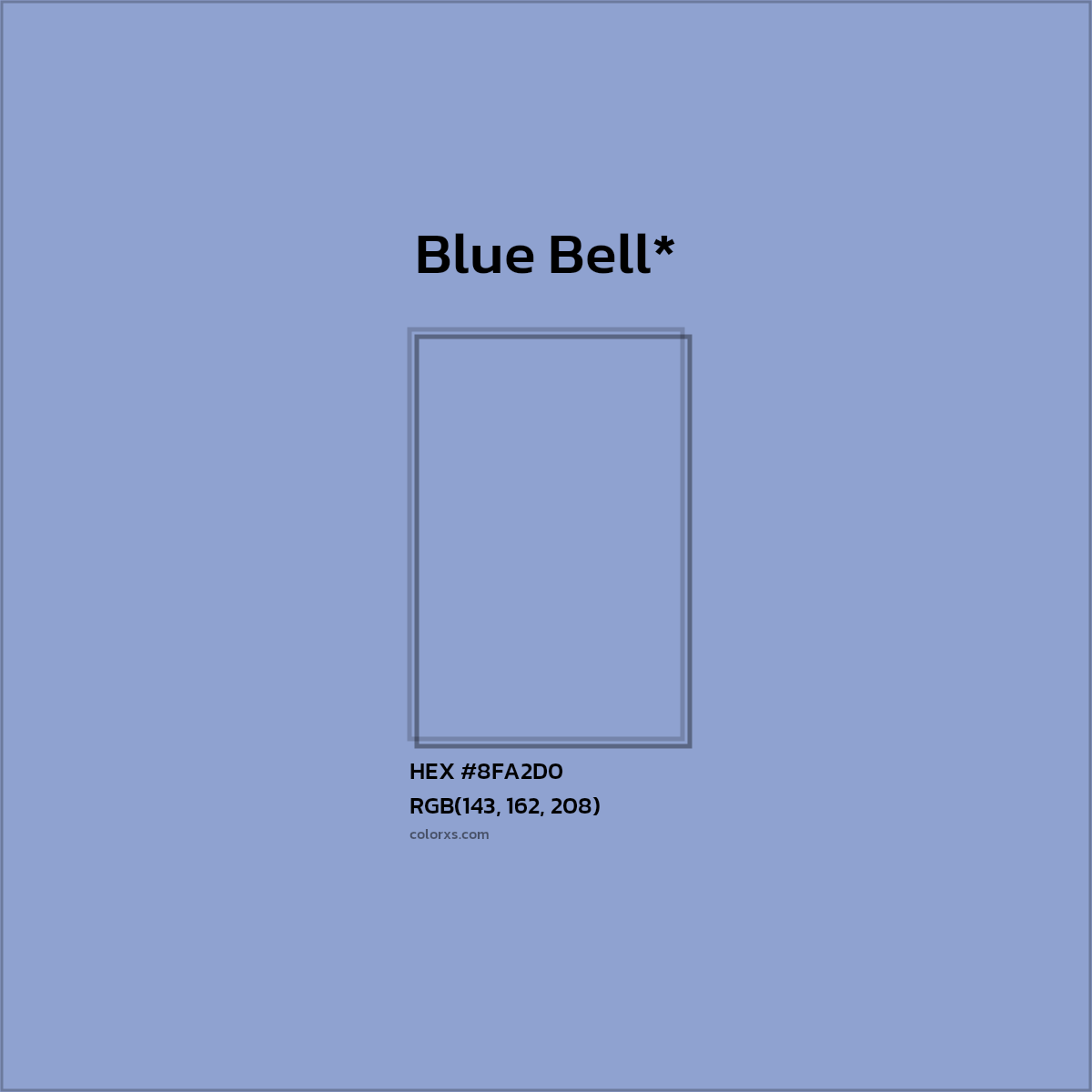 #8FA2D0 hex color. RGB, RYB, CMYK, HSL, HSV codes and color conversions. Matching color names, palettes, paints.