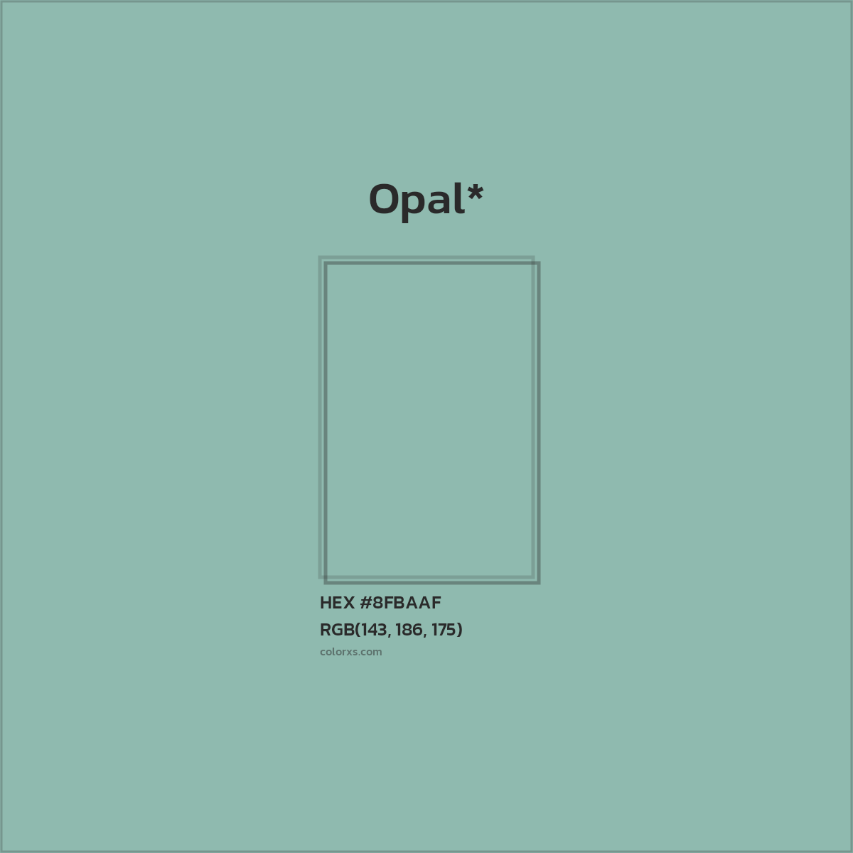 #8FBAAF hex color. RGB, RYB, CMYK, HSL, HSV codes and color conversions. Matching color names, palettes, paints.