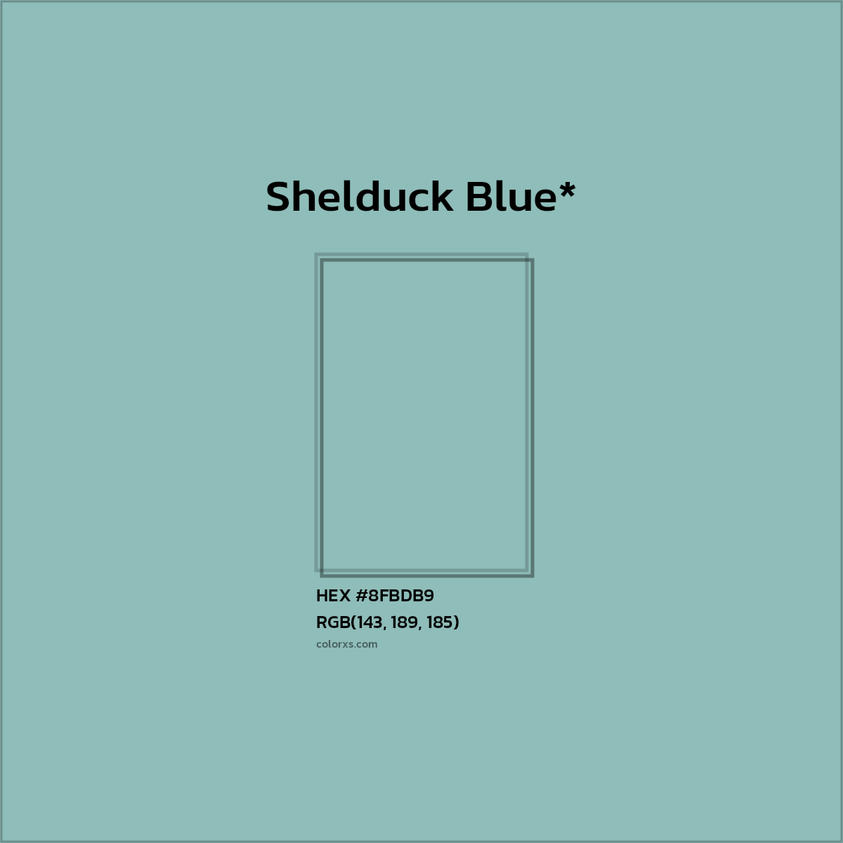 #8FBDB9 hex color. RGB, RYB, CMYK, HSL, HSV codes and color conversions. Matching color names, palettes, paints.