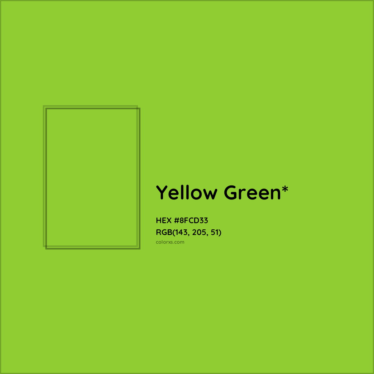 #8FCD33 hex color. RGB, RYB, CMYK, HSL, HSV codes and color conversions. Matching color names, palettes, paints.