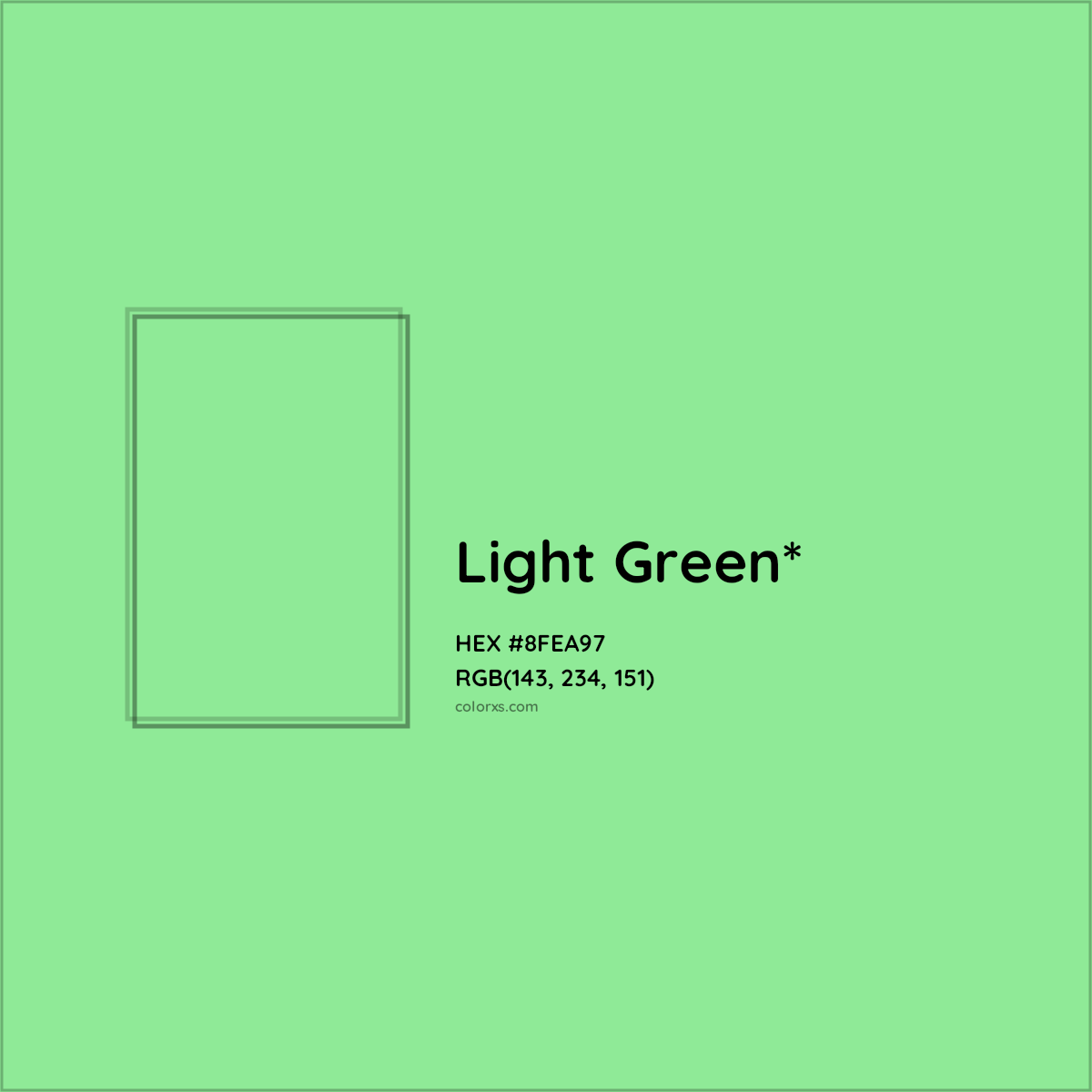 #8FEA97 hex color. RGB, RYB, CMYK, HSL, HSV codes and color conversions. Matching color names, palettes, paints.