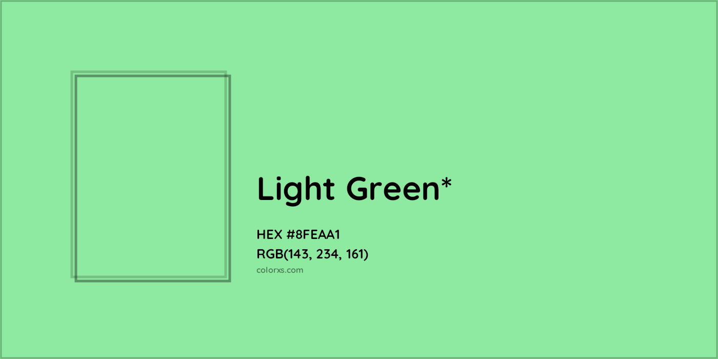 #8FEAA1 hex color. RGB, RYB, CMYK, HSL, HSV codes and color conversions. Matching color names, palettes, paints.