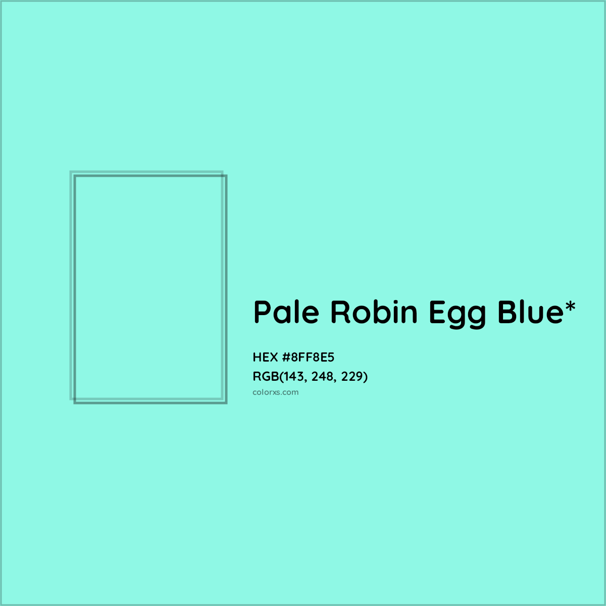 #8FF8E5 hex color. RGB, RYB, CMYK, HSL, HSV codes and color conversions. Matching color names, palettes, paints.