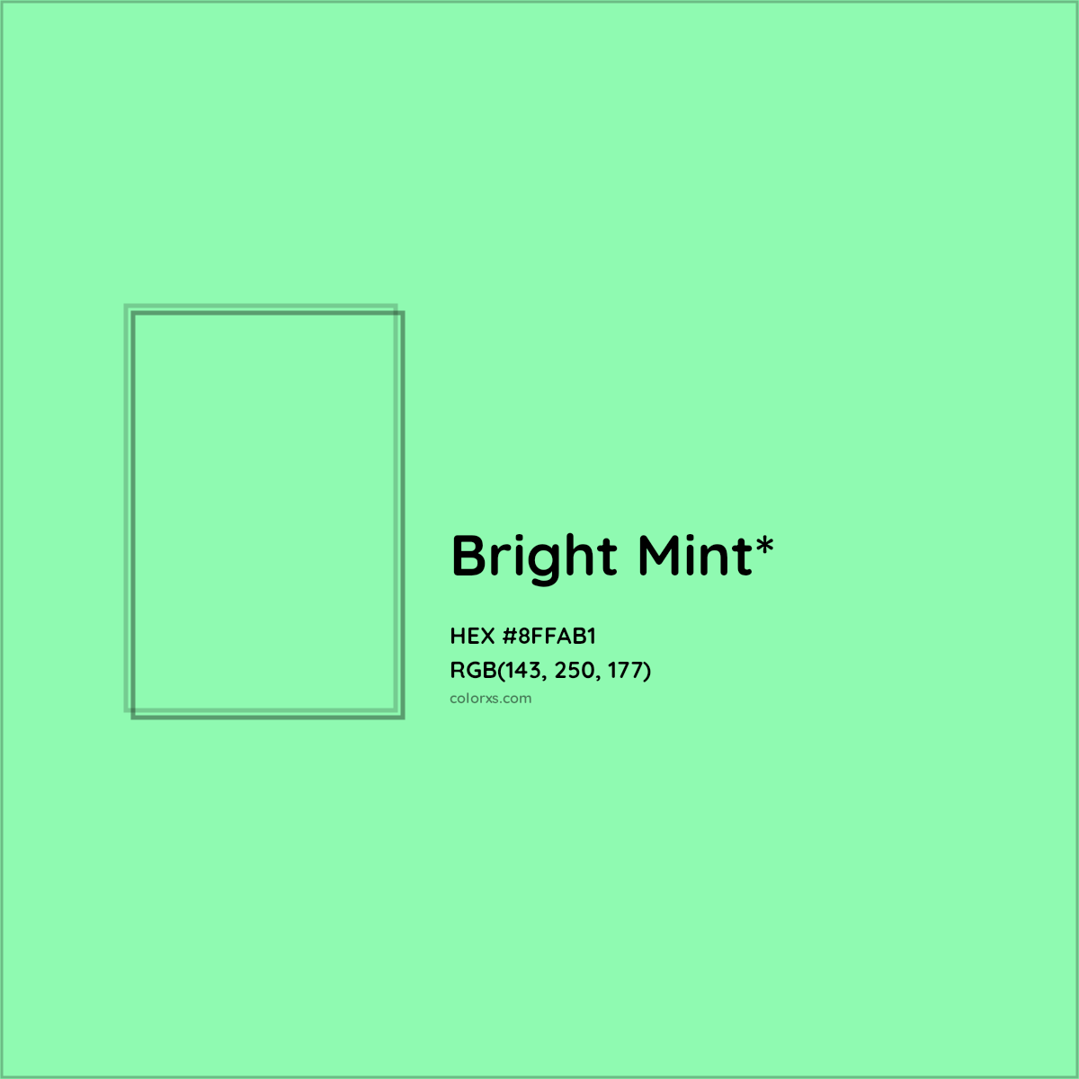 #8FFAB1 hex color. RGB, RYB, CMYK, HSL, HSV codes and color conversions. Matching color names, palettes, paints.