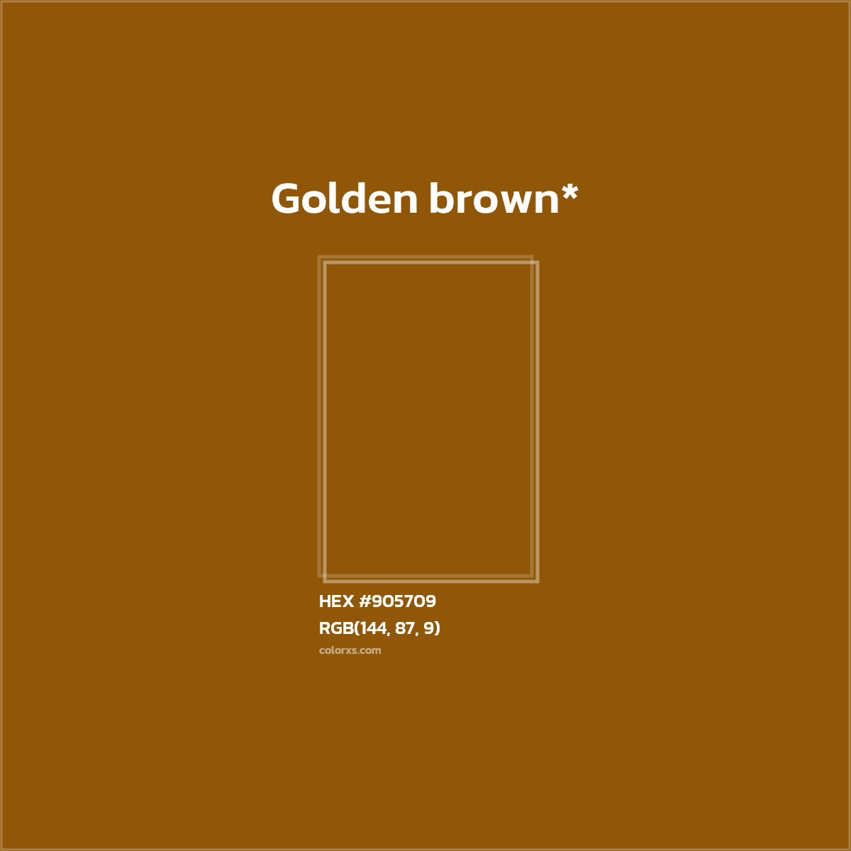 #905709 hex color. RGB, RYB, CMYK, HSL, HSV codes and color conversions. Matching color names, palettes, paints.
