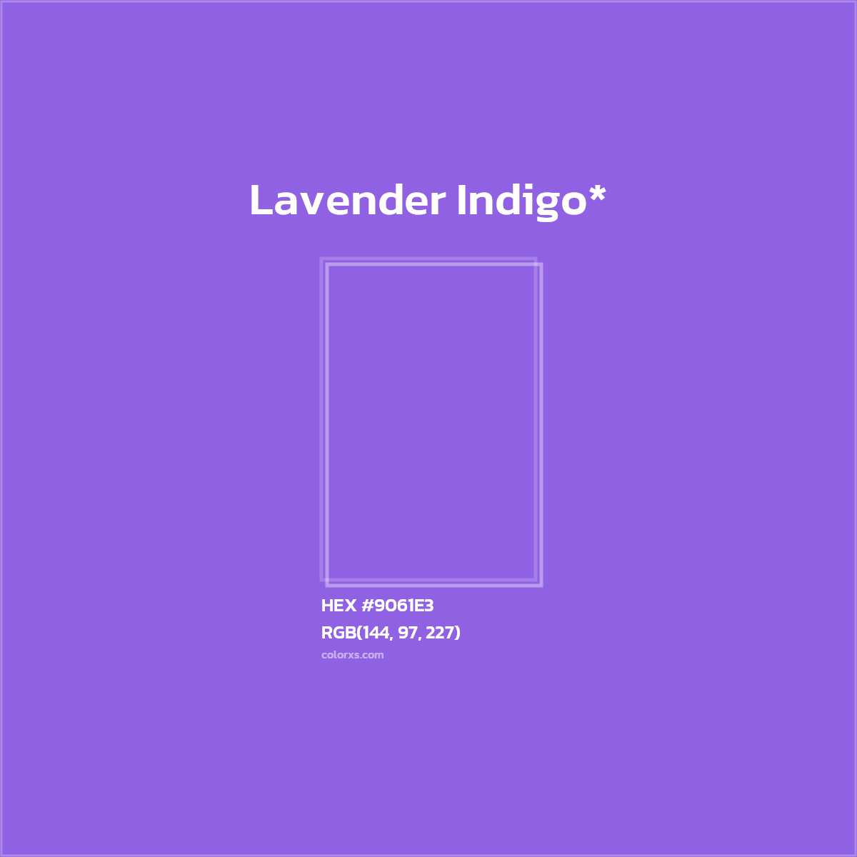 #9061E3 hex color. RGB, RYB, CMYK, HSL, HSV codes and color conversions. Matching color names, palettes, paints.