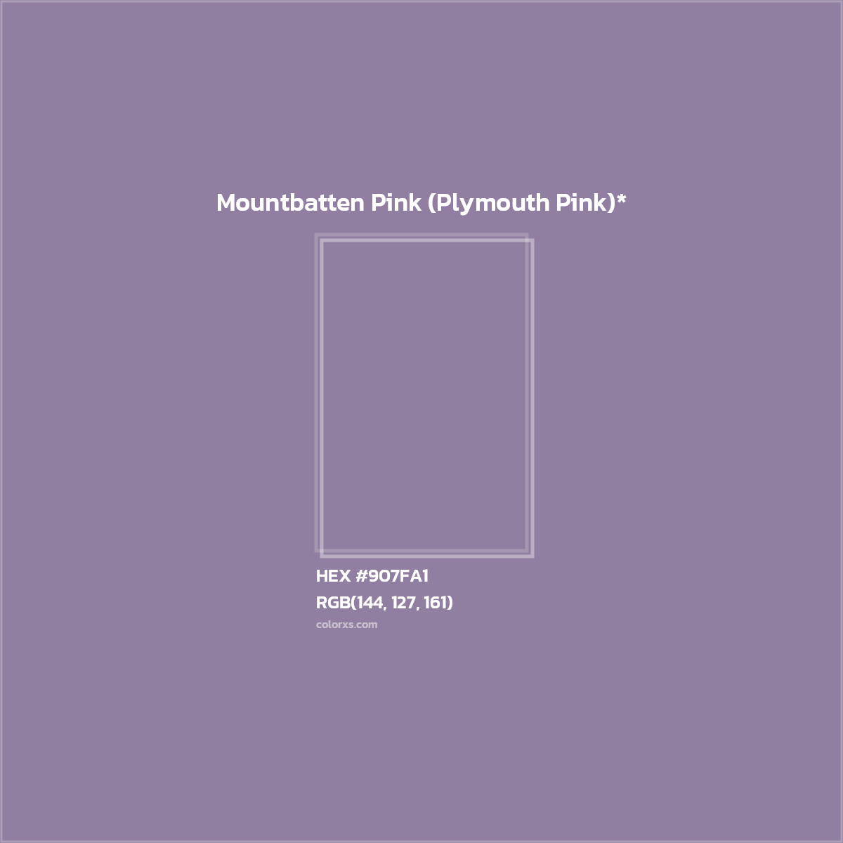 #907FA1 hex color. RGB, RYB, CMYK, HSL, HSV codes and color conversions. Matching color names, palettes, paints.