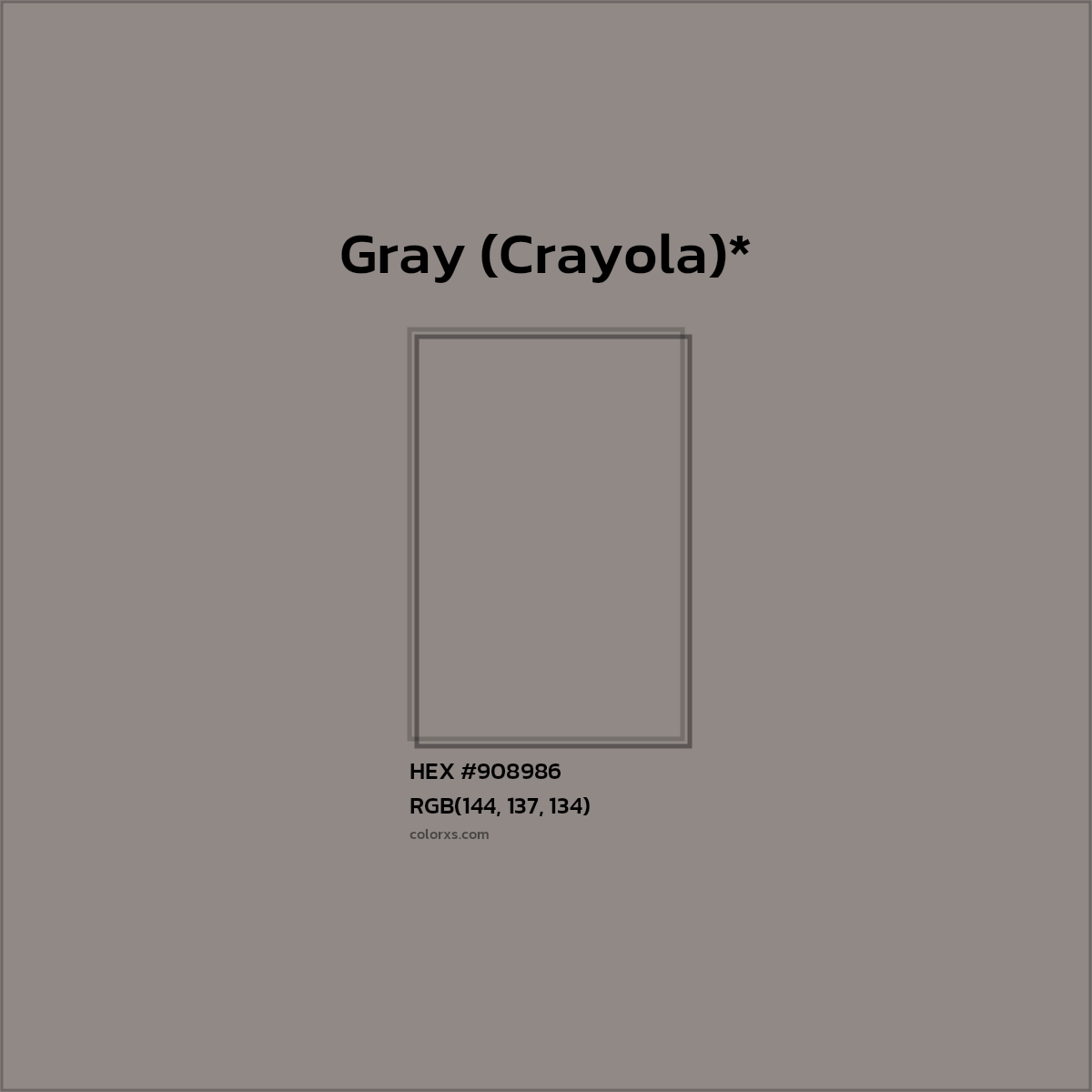 #908986 hex color. RGB, RYB, CMYK, HSL, HSV codes and color conversions. Matching color names, palettes, paints.