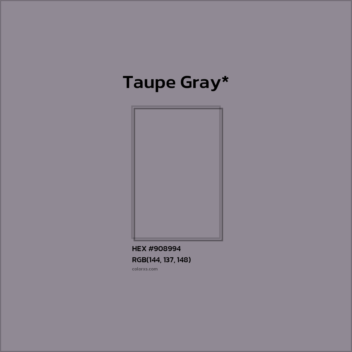 #908994 hex color. RGB, RYB, CMYK, HSL, HSV codes and color conversions. Matching color names, palettes, paints.