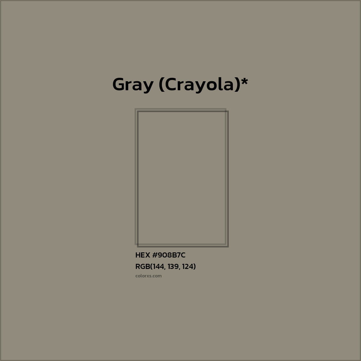 #908B7C hex color. RGB, RYB, CMYK, HSL, HSV codes and color conversions. Matching color names, palettes, paints.