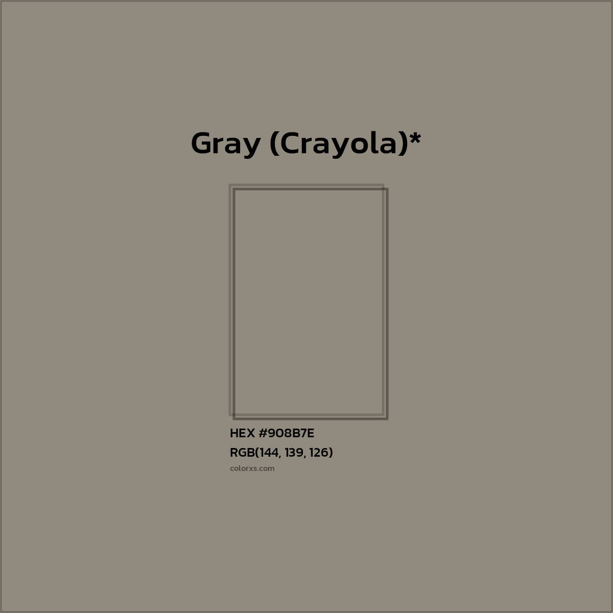 #908B7E hex color. RGB, RYB, CMYK, HSL, HSV codes and color conversions. Matching color names, palettes, paints.