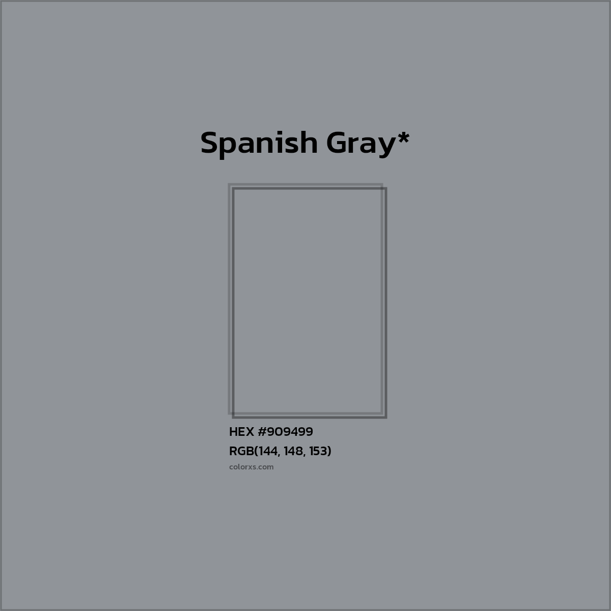 #909499 hex color. RGB, RYB, CMYK, HSL, HSV codes and color conversions. Matching color names, palettes, paints.