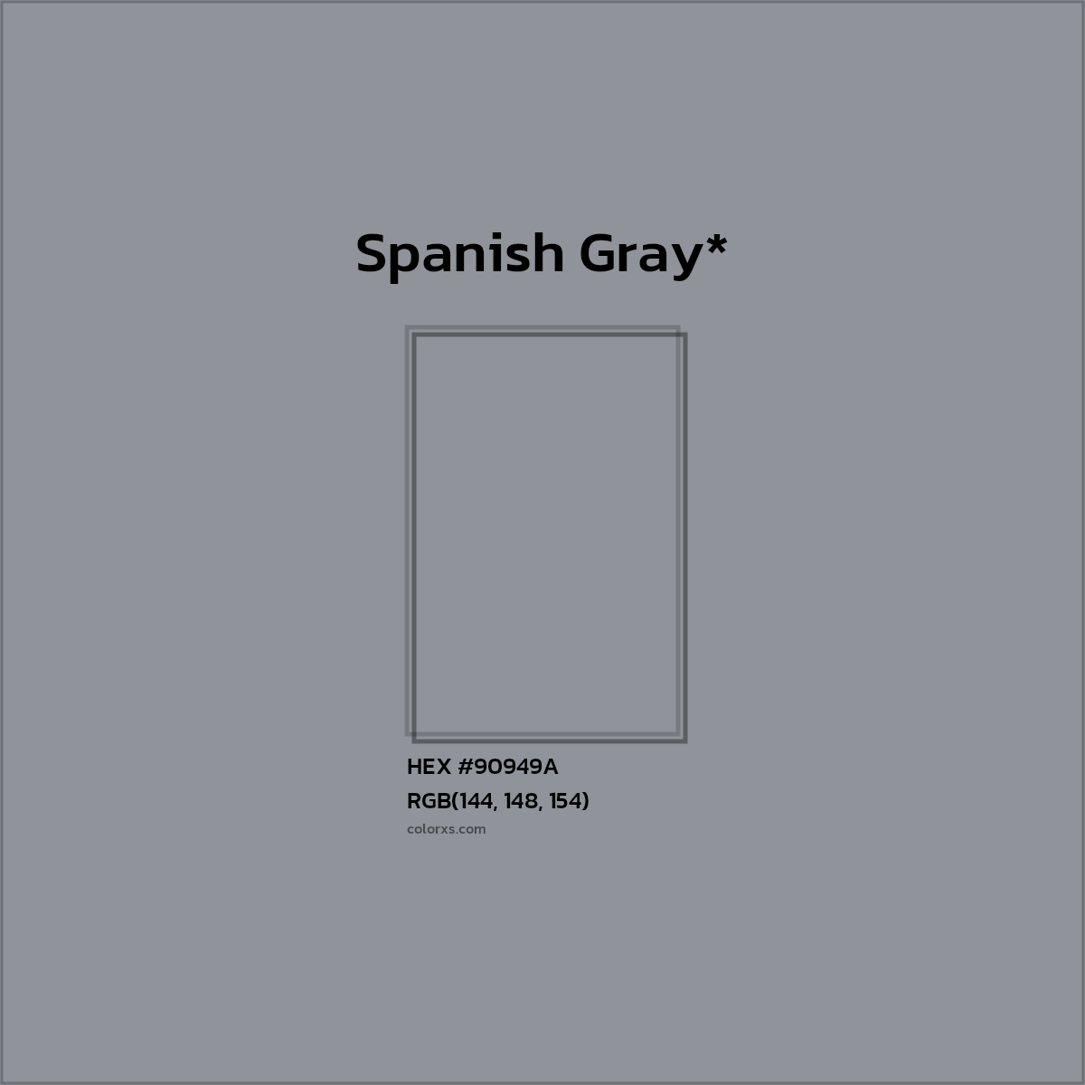#90949A hex color. RGB, RYB, CMYK, HSL, HSV codes and color conversions. Matching color names, palettes, paints.