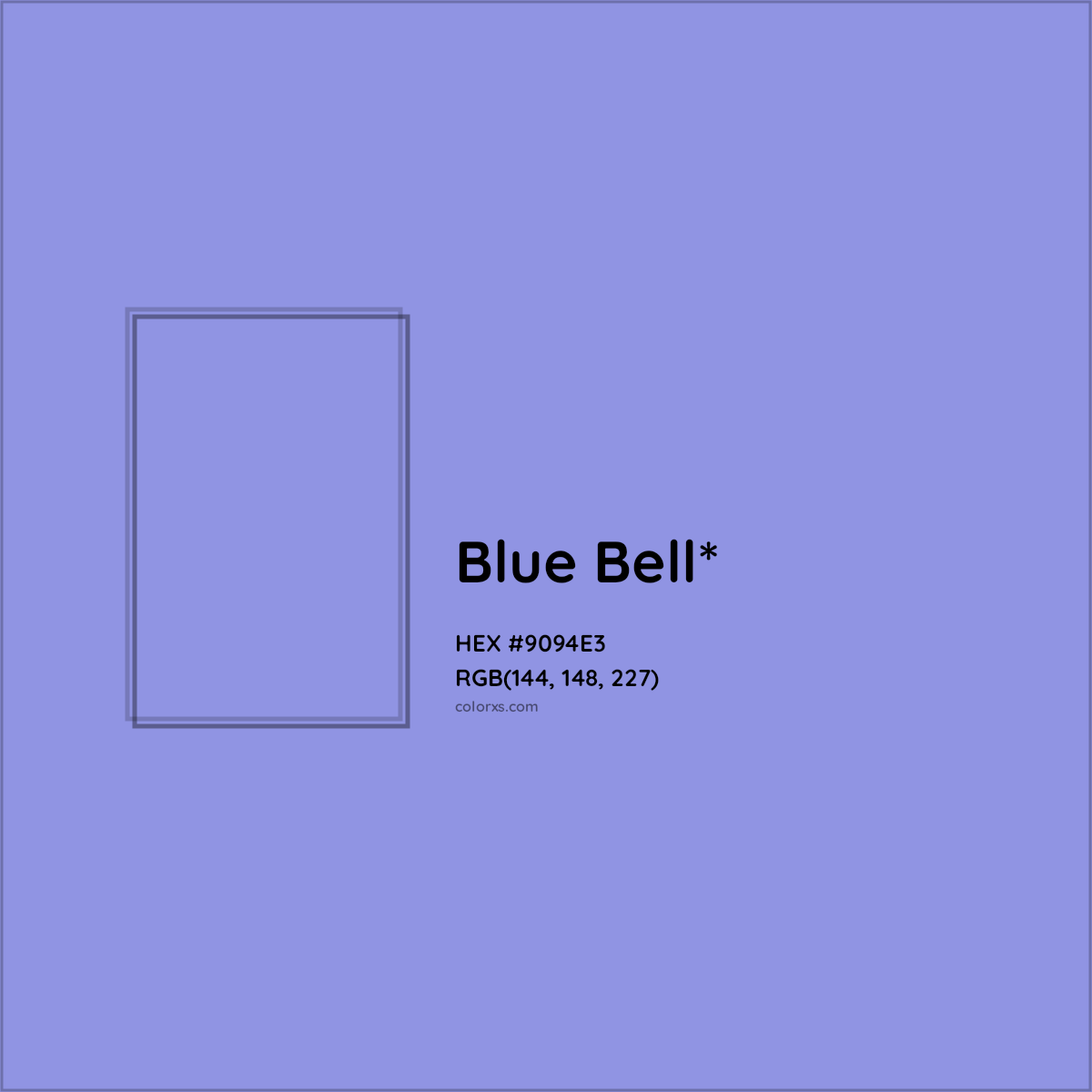 #9094E3 hex color. RGB, RYB, CMYK, HSL, HSV codes and color conversions. Matching color names, palettes, paints.