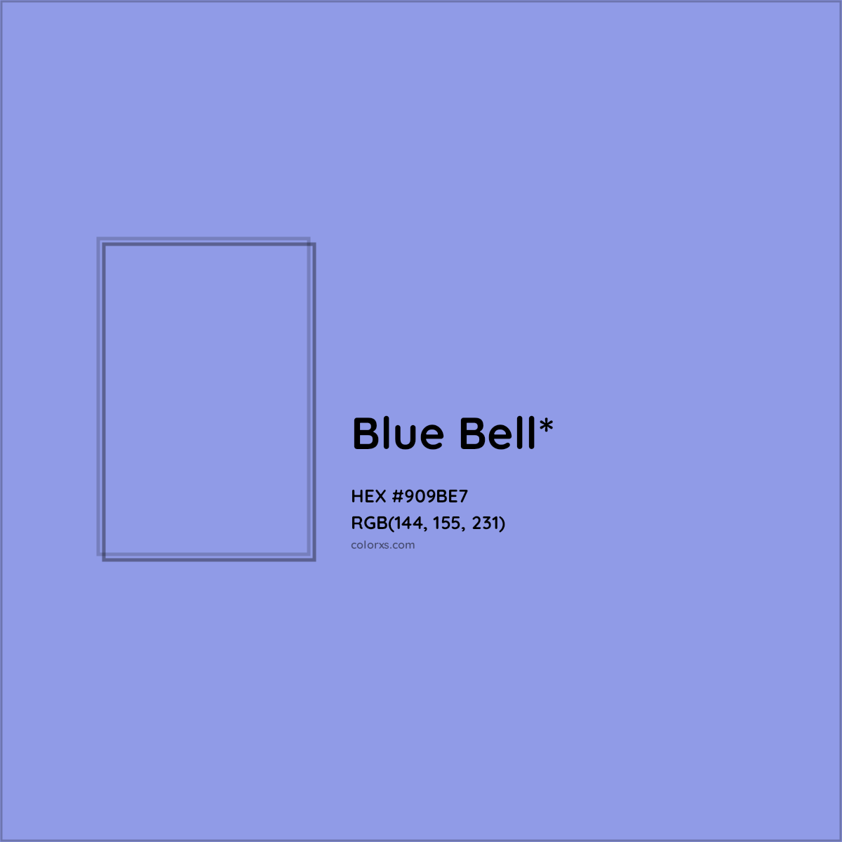 #909BE7 hex color. RGB, RYB, CMYK, HSL, HSV codes and color conversions. Matching color names, palettes, paints.