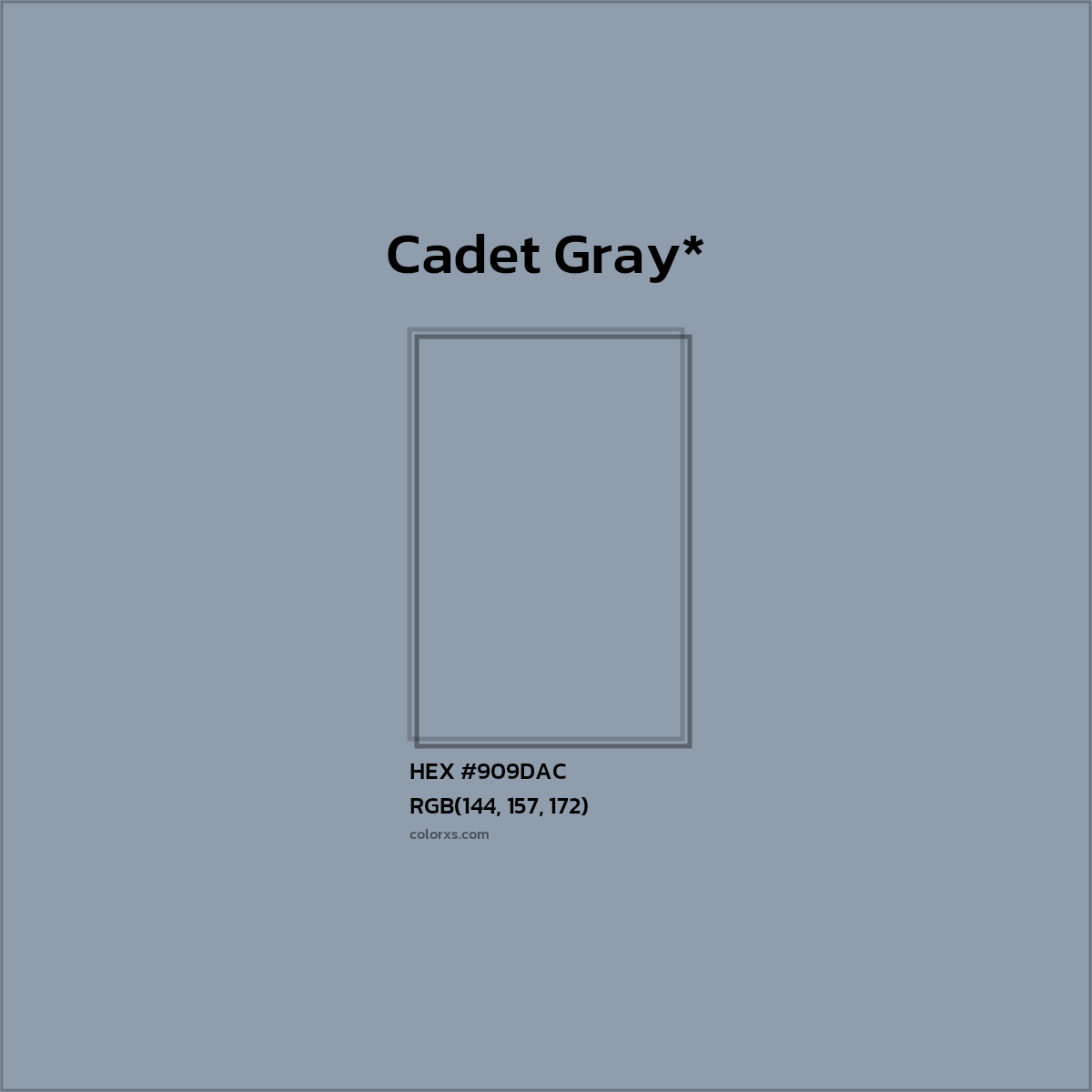 #909DAC hex color. RGB, RYB, CMYK, HSL, HSV codes and color conversions. Matching color names, palettes, paints.