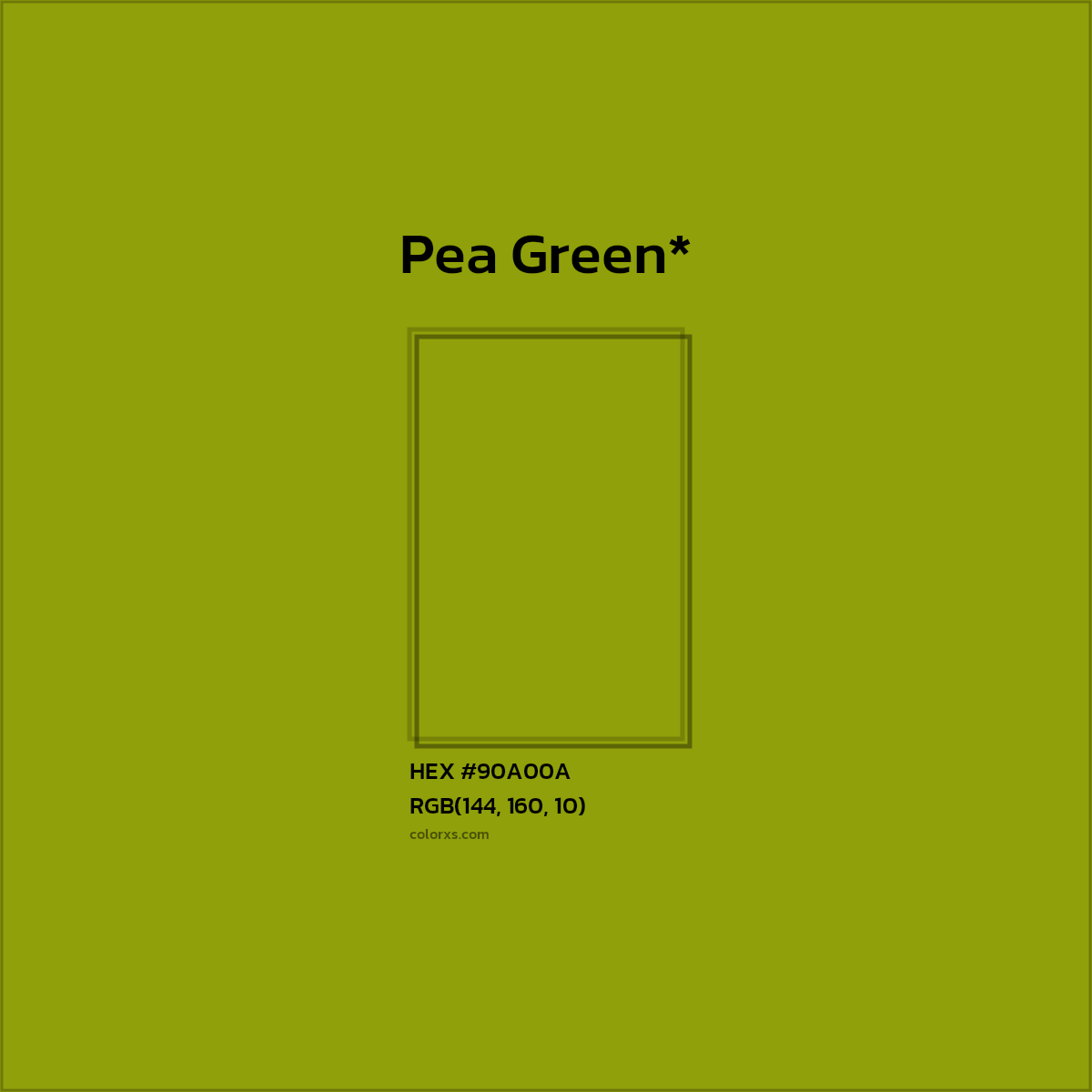 #90A00A hex color. RGB, RYB, CMYK, HSL, HSV codes and color conversions. Matching color names, palettes, paints.
